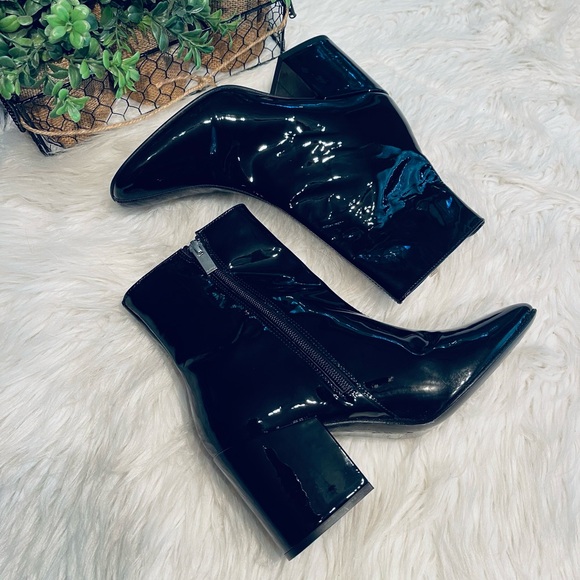 The Kooples Black Patent Leather Block Heel Ankle Boots - Picture 4 of 12